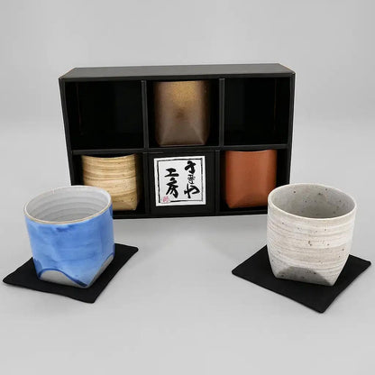 Set di 5 tazze larghe giapponesi - 5 colori - in ceramica GOSAISOROI