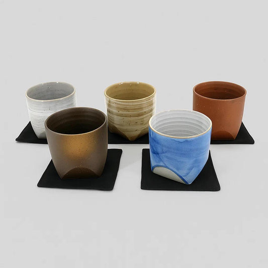 Set di 5 tazze larghe giapponesi - 5 colori - in ceramica GOSAISOROI