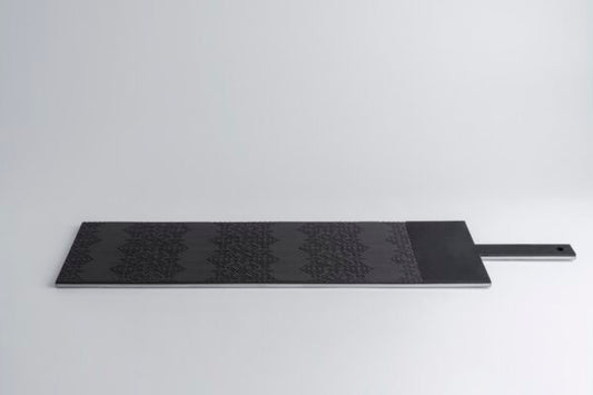 IN-TAGLIO 2 - Tagliere/Centrotavola in ceramica e legno 18 x 79 cm - colore Nero/Legno Nero - KnIndustrie