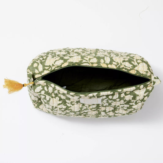 Beauty case in cotone stampato - INDI Jaya Green