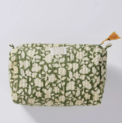 Beauty case in cotone stampato - INDI Jaya Green