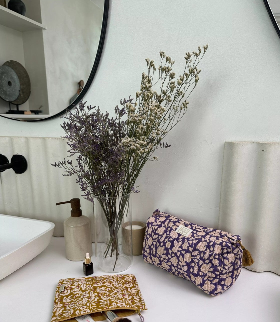 Beauty case in cotone stampato - INDI Jaya Violine