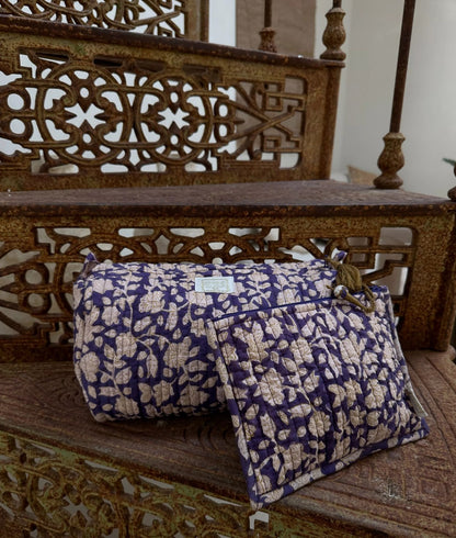 Beauty case in cotone stampato - INDI Jaya Violine