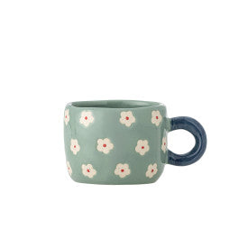 Tazza NINI - azzurra con fiori bianchi e manico blu
