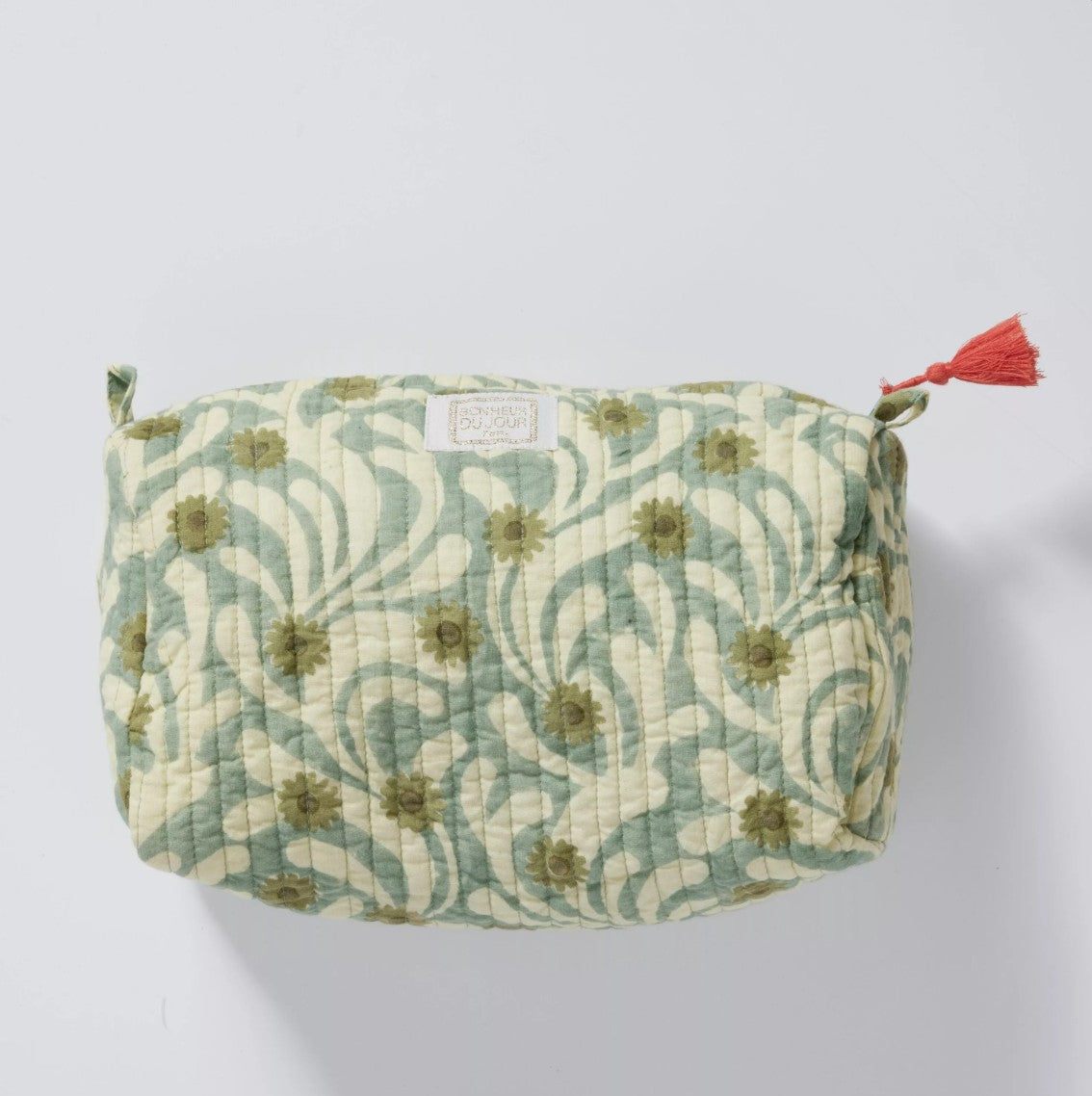 Beauty case in cotone stampato - INDI Poppies Blue Green