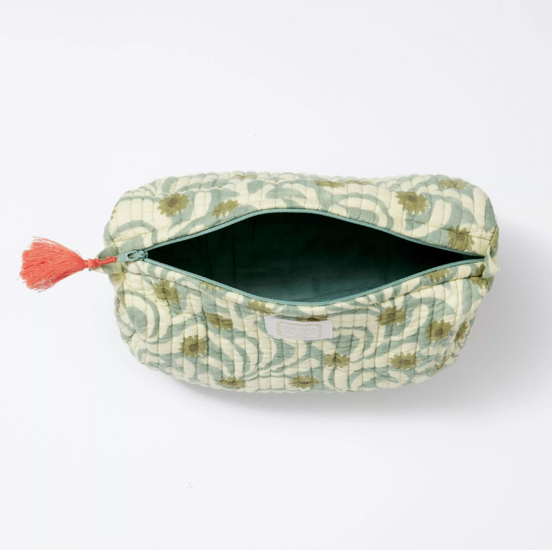 Beauty case in cotone stampato - INDI Poppies Blue Green