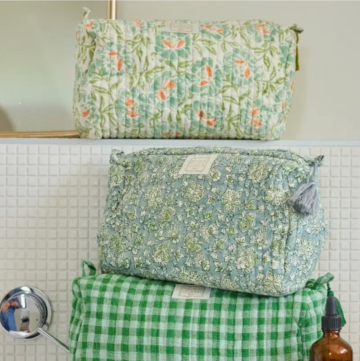 Beauty case in cotone stampato -  Petunia Blue