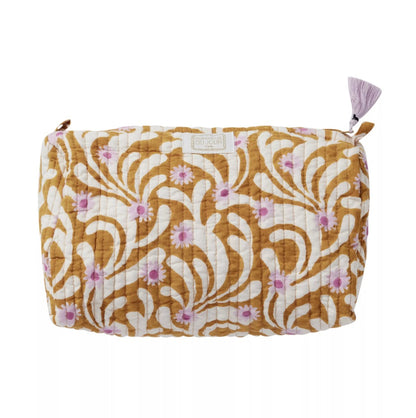 Beauty case in cotone stampato - INDI Poppies Olive