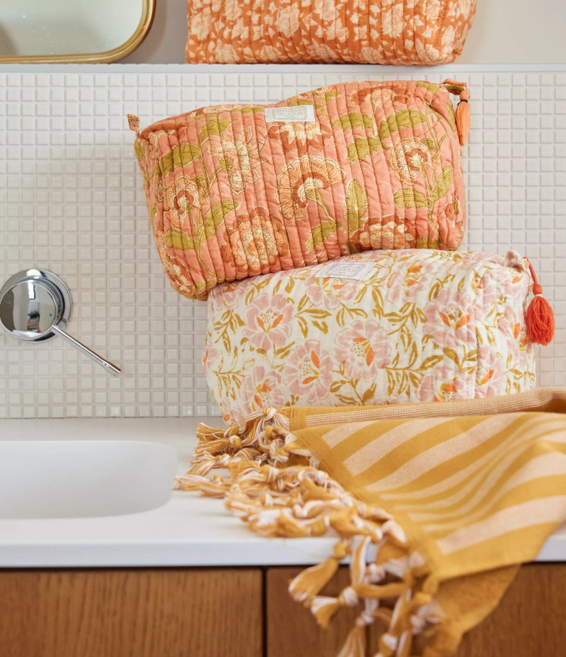 Beauty case in cotone stampato - Guapao Rosewood