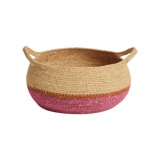 Cestino in giunco marino - Rosa Fluo