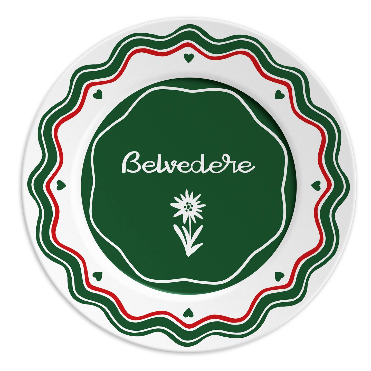 BELVEDERE - Piatto in porcellana con scritta