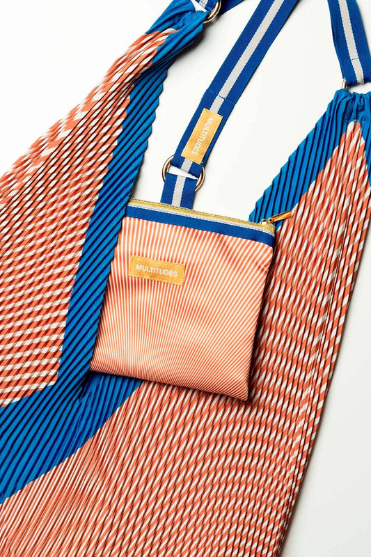 Pochette in raso plissettato - modello ANNA COBALT