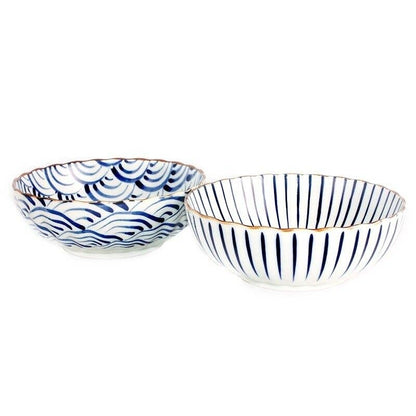 Set 2 insalatiere giapponesi - decoro a righe e a onde