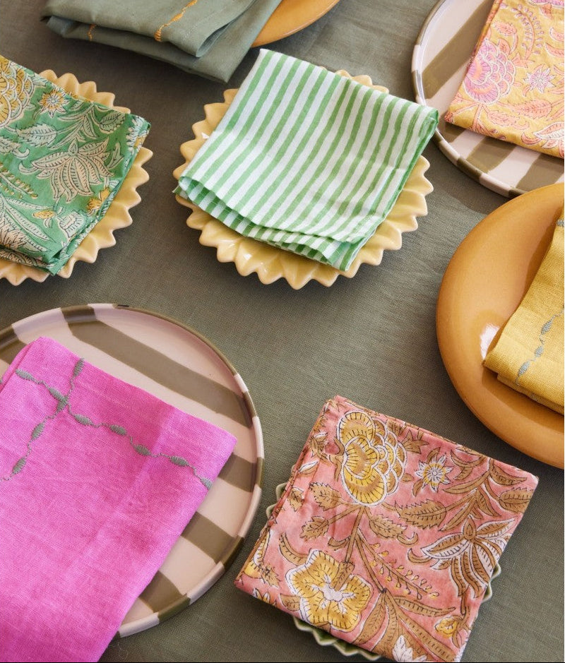 Set di 2 tovaglioli "Meadow" - Lino & Cotone Rosa