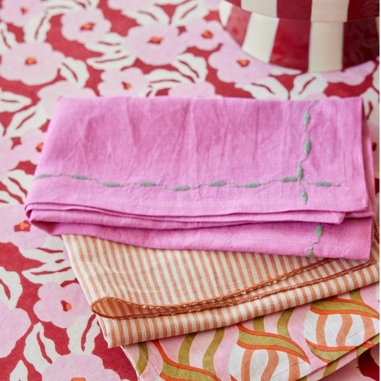 Set di 2 tovaglioli "Meadow" - Lino & Cotone Rosa