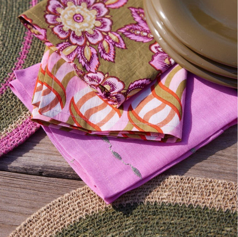 Set di 2 tovaglioli "Meadow" - Lino & Cotone Rosa