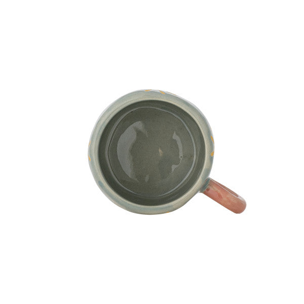 Tazza NINI - azzurro con piccoli soli gialli e manico rosa