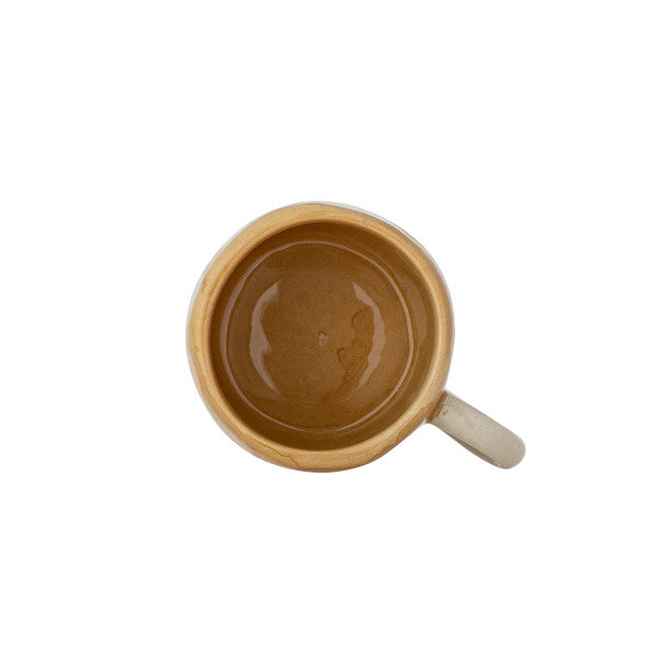 Tazza NINI - marrone con fiori bianchi e manico beige