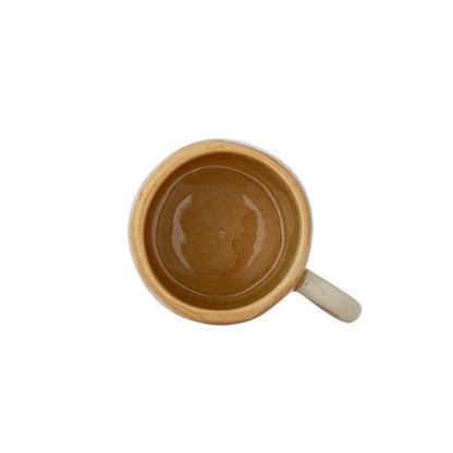 Tazza NINI - marrone con fiori bianchi e manico beige