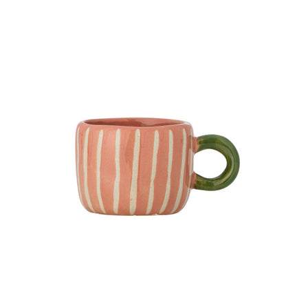 Tazza NINI - rosa con righe bianche e manico verde