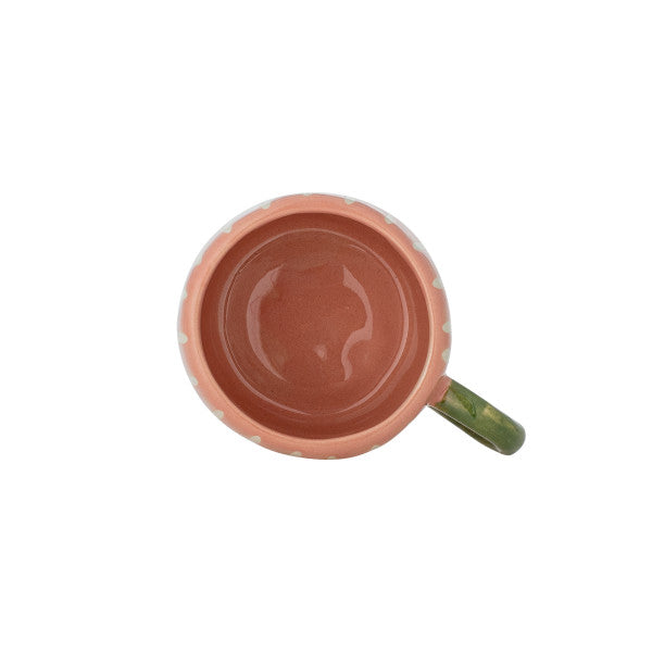 Tazza NINI - rosa con righe bianche e manico verde