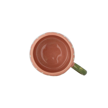 Tazza NINI - rosa con righe bianche e manico verde